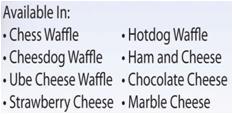 Affordable and Highly Presentable Happy Waffle foodcart franchising menu.